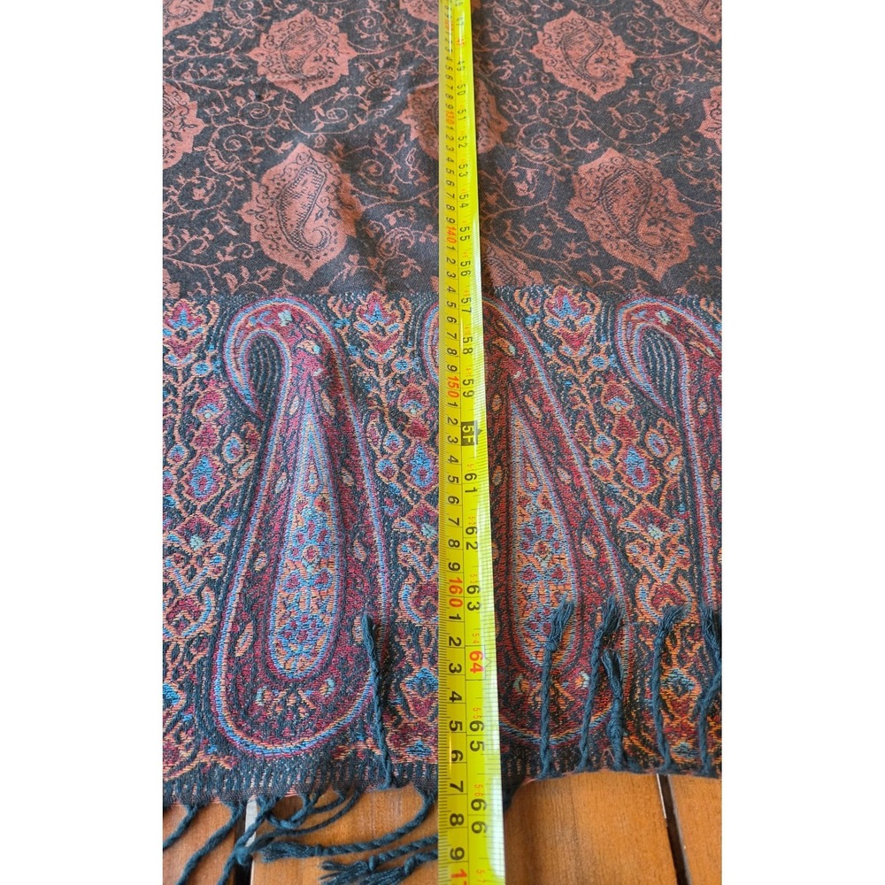 Pashmina 100% Cashmere Paisley Scarf Shawl Old Money Quiet Luxury Academia Fall - Picture 3 of 6